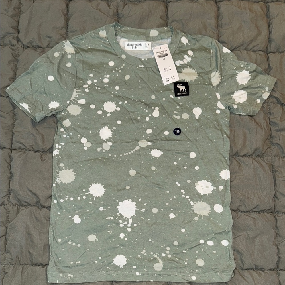 Abercrombie & Fitch Green Splatter T-Shirt Youth 7/8 NWT